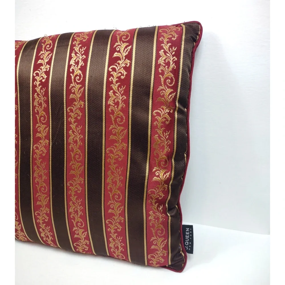 J. Queen New York Maribella Crimson Square Stripes Decorative Throw Pillow 16